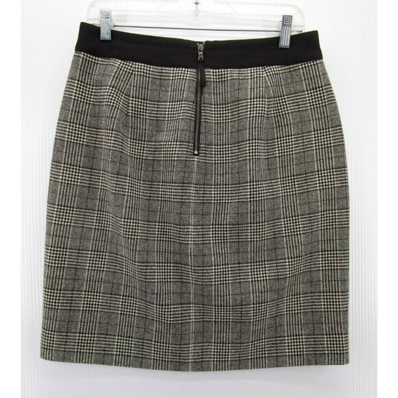 J Crew Skirt 10P Petites Gray Wool Blend Wrap Career Plaid Zip Up * - Picture 5 of 8